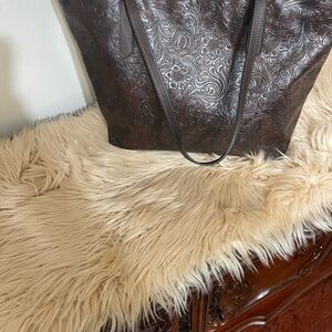 Elegant Brown Embossed Women's Tote Bag